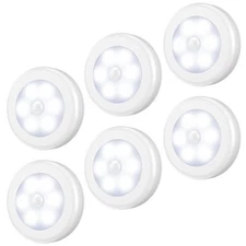 AMIR Motion Sensor LED Night Lights Battery Operated Super Bright 6 Pack