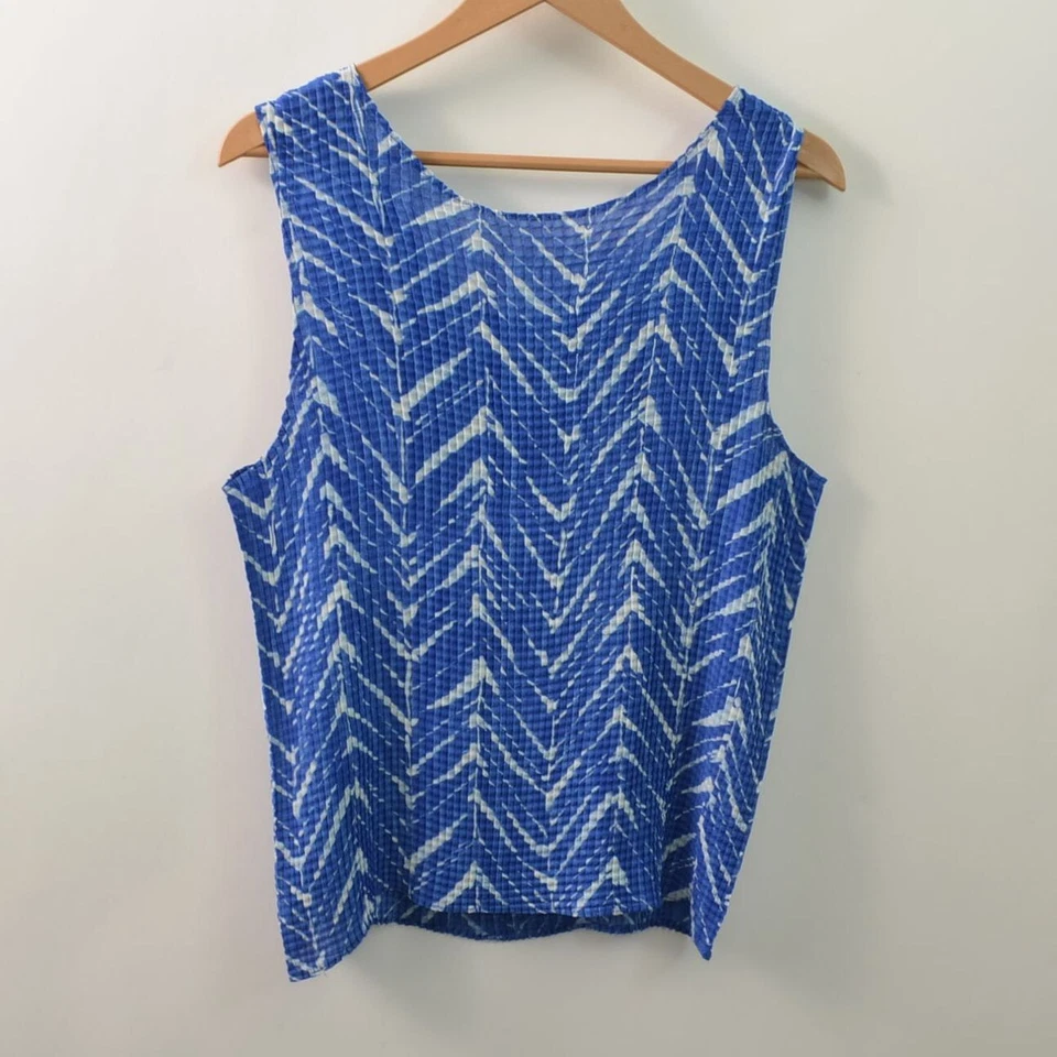 Blusa sin mangas Impressions para mujer 3X poliéster azul elástico Foto 4 de 4