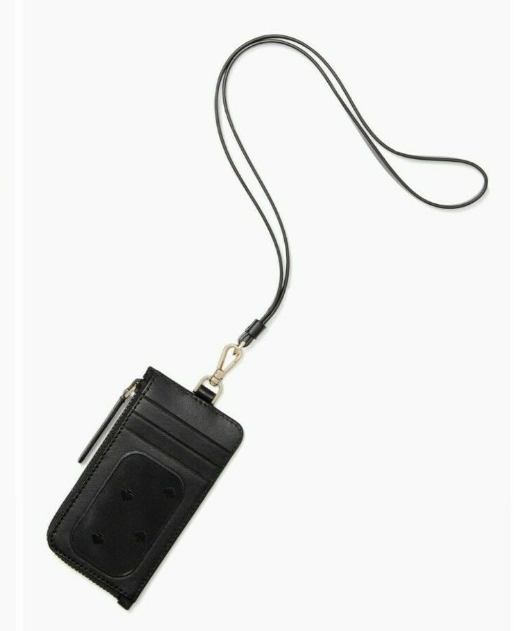 kate spade new york - jae - nylon card case lanyard - Black