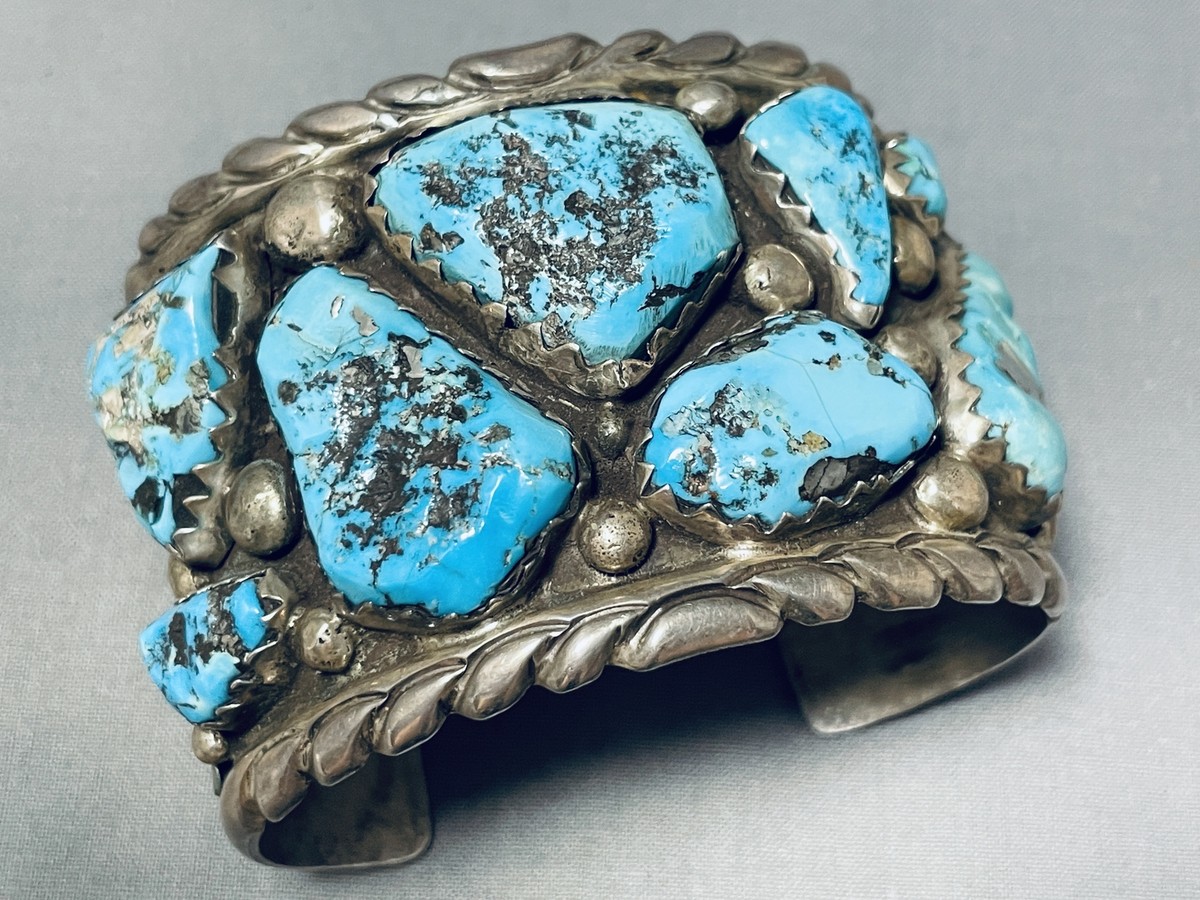 Best Gene Yvonne Mahooty Vintage Native American Zuni Turquoise Sterling Silver Bracelet Best Gene Yvonne Mahooty Vintage Native American Zuni Turquoise Sterling Silver Bracelet