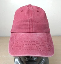 BLANK/NO LOGO ADJUSTABLE STRAPBACK BASEBALL HAT/CAP RED PONYTAIL/BACKLESS