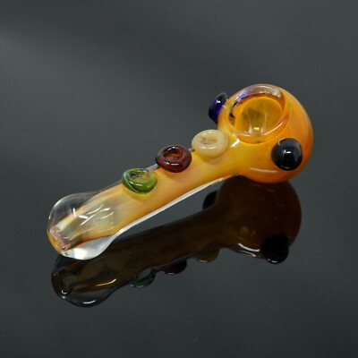 Handmade Thick Easy Carry Golden Rod Smoking Glass Pipes 4.5 inches