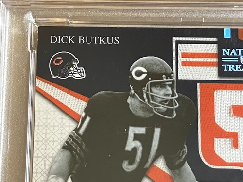 2009 National Treasures DICK BUTKUS Ret. Numbers Game Used Jersey AUTO /10 PSA 8 - Picture 3 of 6