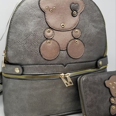 Metallic Pewter Bear Backpack and wallet set | eBay display picture 3