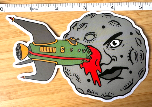 NEW Official RAID71 STICKER 3 x 5 inches -- Rocket in Moon's Eye - 第 1/1 張圖片