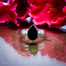 Dazzling Black Onyx Cut Gemstone 925 Sterling Silver Handmade Ring All Size