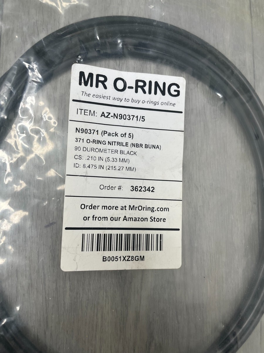 5-Pack MR O-RING N90371, 371 Nitrile O-Ring 90 Durometer, Black
