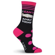 K.Bell Women's I Can't Adult Today Crew Socks fits shoe Size 4-10 Free Shipping