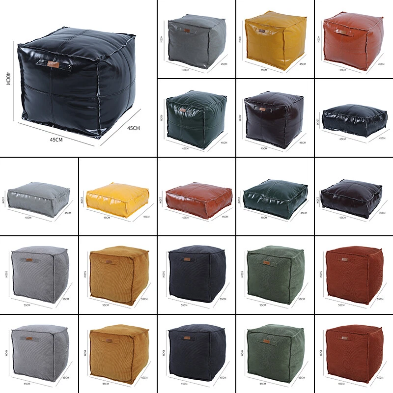 Масляный воск искусственная кожа табуретка для ног пуф чехол оттоманка домашнее хранение марокканский - Изображение 2 из 4