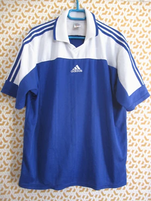Maillot Adidas Bleu blanc vintage années 2000 Jersey Football shirt Homme - XL - Photo 1/4