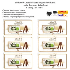 Lindt Milk Chocolate Cats Tongues in Gift Box Lindor Premium Swiss Treat 106gx6