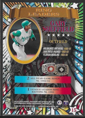 1995 Topps Stadium Club Ring Leaders Members Only Gary Sheffield #15 - Picture 2 of 2