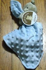 NWT Carters Child Of Mine Plush Tan Bear Rattle Blue Security Blanket Baby lovey