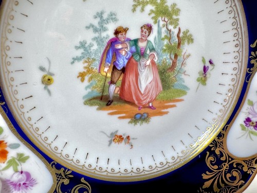 Antique Meissen Germany Cobalt Blue Gold Gilded Scallop Rim Bread & Butter Plate - Picture 10 of 21