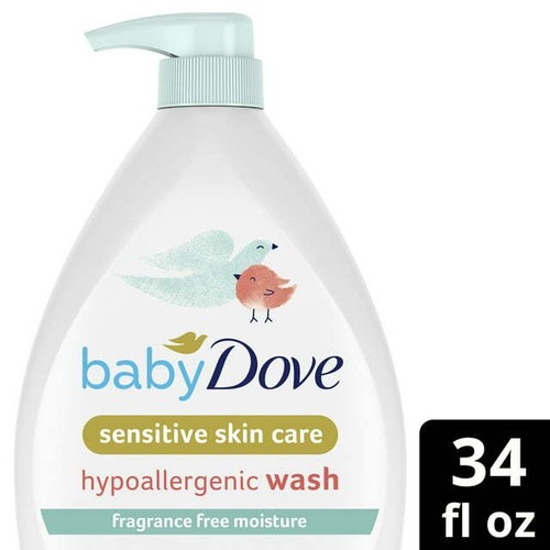 Baby Dove Sensitive Skincare Liquid Body Wash Fragrance Free Moisture 34 oz - 第 2/3 張圖片