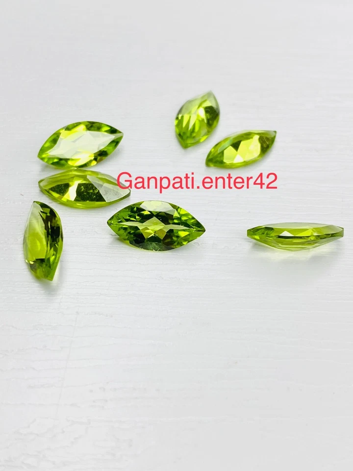 Перидот россыпью ограненный драгоценный камень маркиза огранка 12x6 мм натуральный калиброванный 2 шт. лот E - Изображение 2 из 4