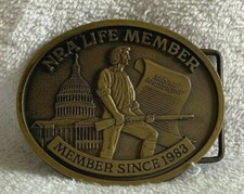 NRA Life Member Since 1983 Brass Belt Buckle National Rifle Association
