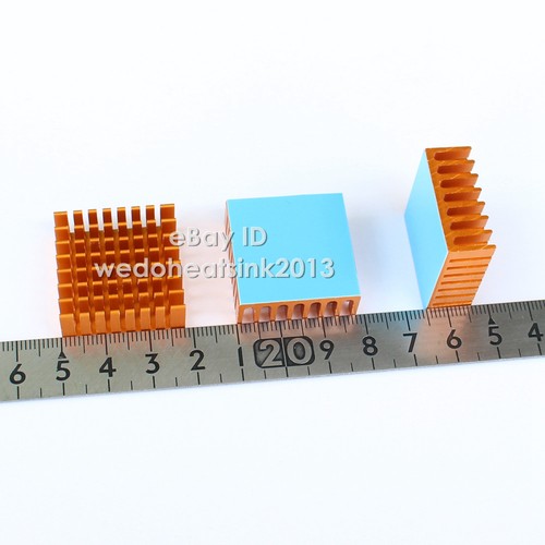 20szt 28x28x11mm Złote anodowane aluminiowe radiatory z termiczną taśmą samoprzylepną - Zdjęcie 2 z 5
