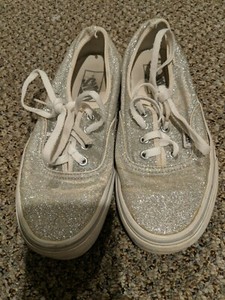 silver glitter vans