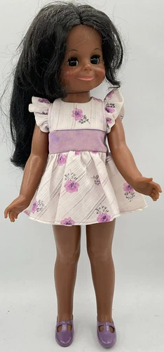 Vintage 1970 Ideal Toy Velvet Beauty Braider Doll Original Clothes Shoes Black