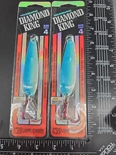 2 Luhr Jensen Diamond King Trolling Spoon #4 Glow Everglow Blue