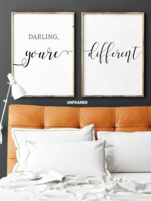 Darling You're Different, Set of 2 Prints,Typography, Home Wall Art Decor