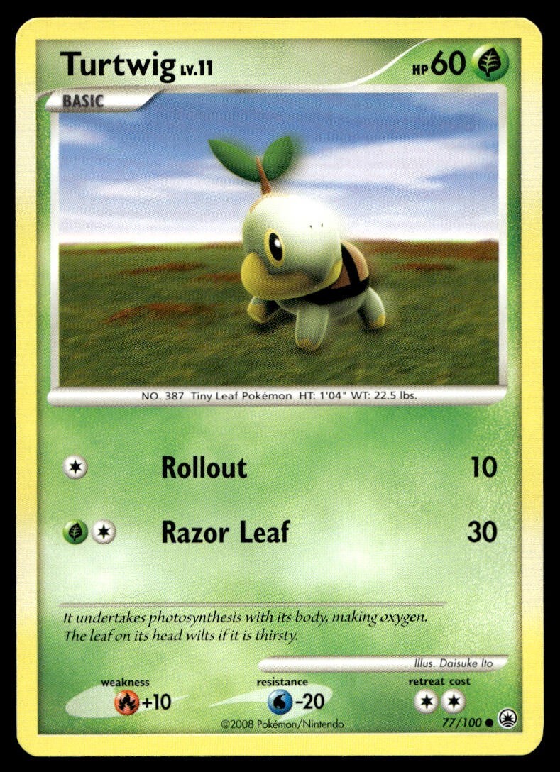 Turtwig 77/100 Pokemon Card Majestic Dawn Common 60 HP Near Mint R16