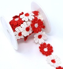 FCL 2 Yards Daisy Flower Lace And Ribbon Trim  for Sewing and Embellishment