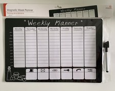 Large Magnetic Wipeable Weekly Planner Organiser Memo Notice Board Pen Kitchen 
