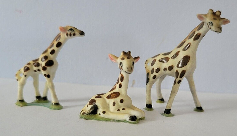 Vintage Miniature Giraffe Family Bone China Japan 3 Piece Set 1960s