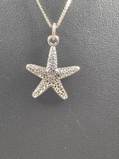 925 STERLING SILVER STARFISH SEA STAR NECKLACE 18" SEA LIFE TROPICAL 3945