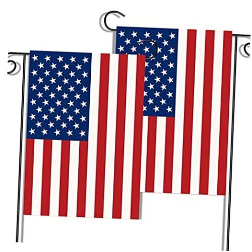 2 Pack American Flag Garden Flags, 12” x 18” Double-Sided Patriotic Normal