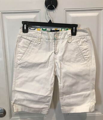 Be Bop Womens Bermuda Shorts Size 7 White Low Rise Casual Stretch Flat Front