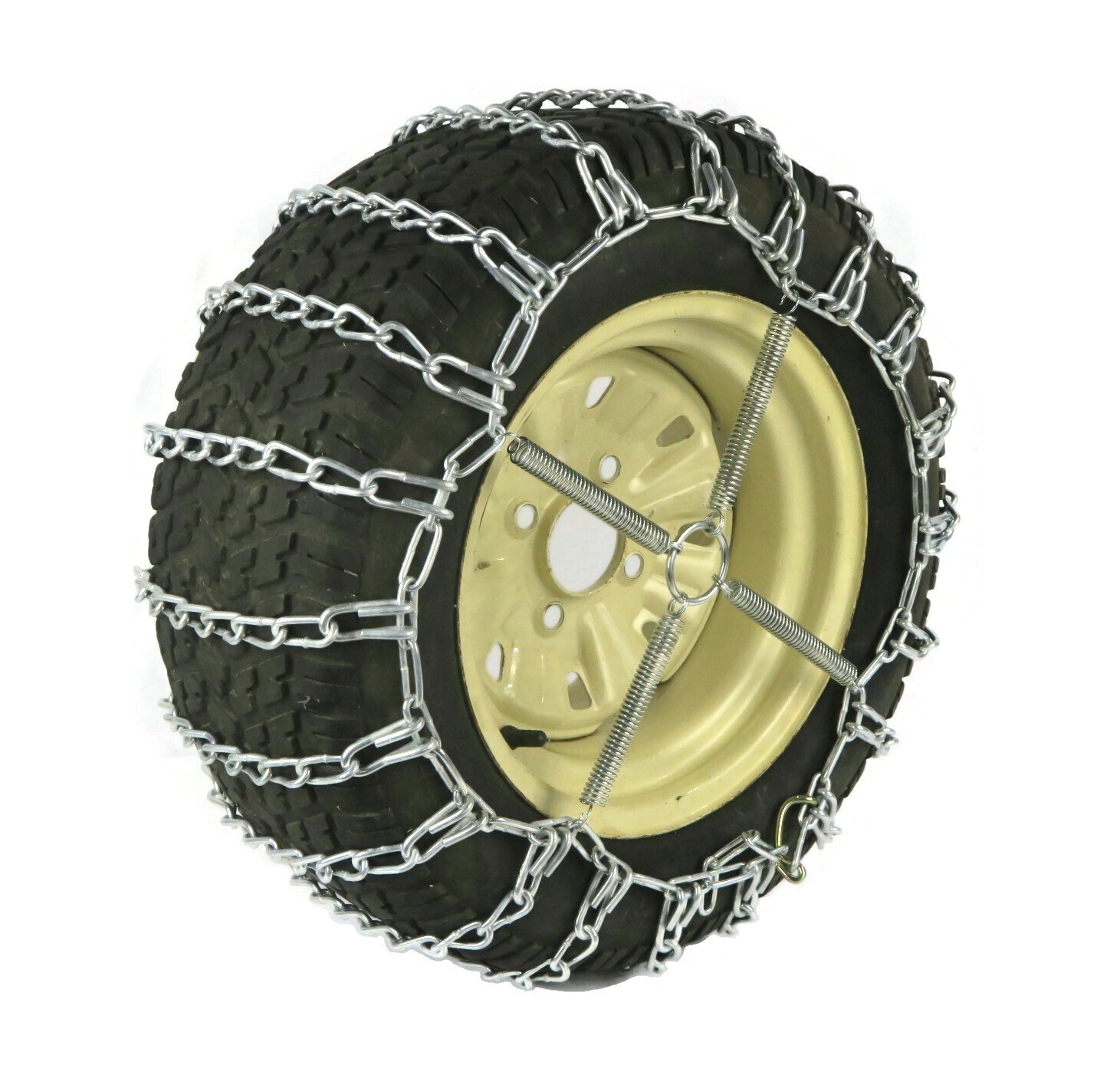 Pair of 2 Link Tire Chains with Tensioners for MTD Lawn Mower with