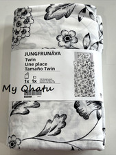 IKEA Jungfrunava Twin Duvet cover pillowcase, White/Black Floral, New
