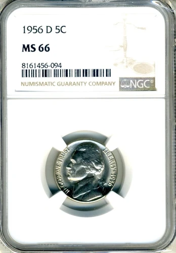 1956 D Jefferson Nickel NGC MS66 5c Clean Holder and Coin!