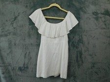 Free People Dress Womens Small White Cotton Linen Off Shoulder Boho Coastal