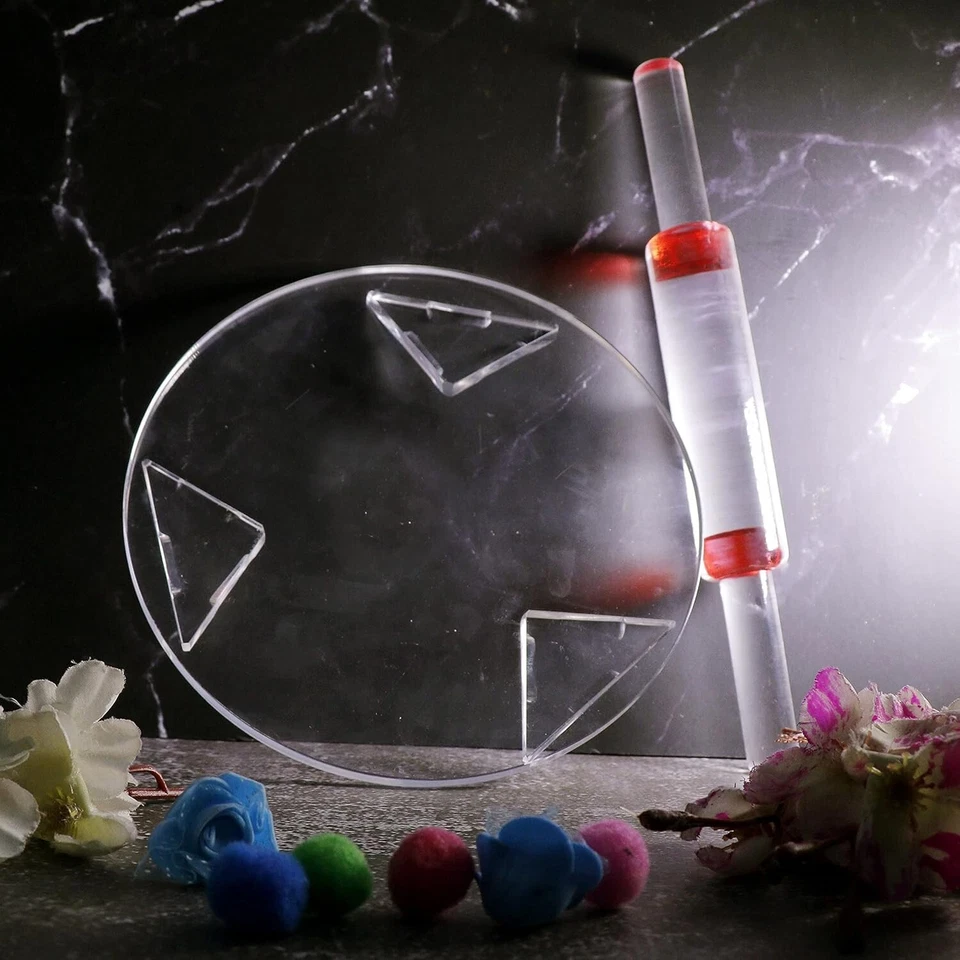 Roti Roller Transparent White Chakla & Belan Acrylic & Marble Rolling Board Pin - Image 4 of 4