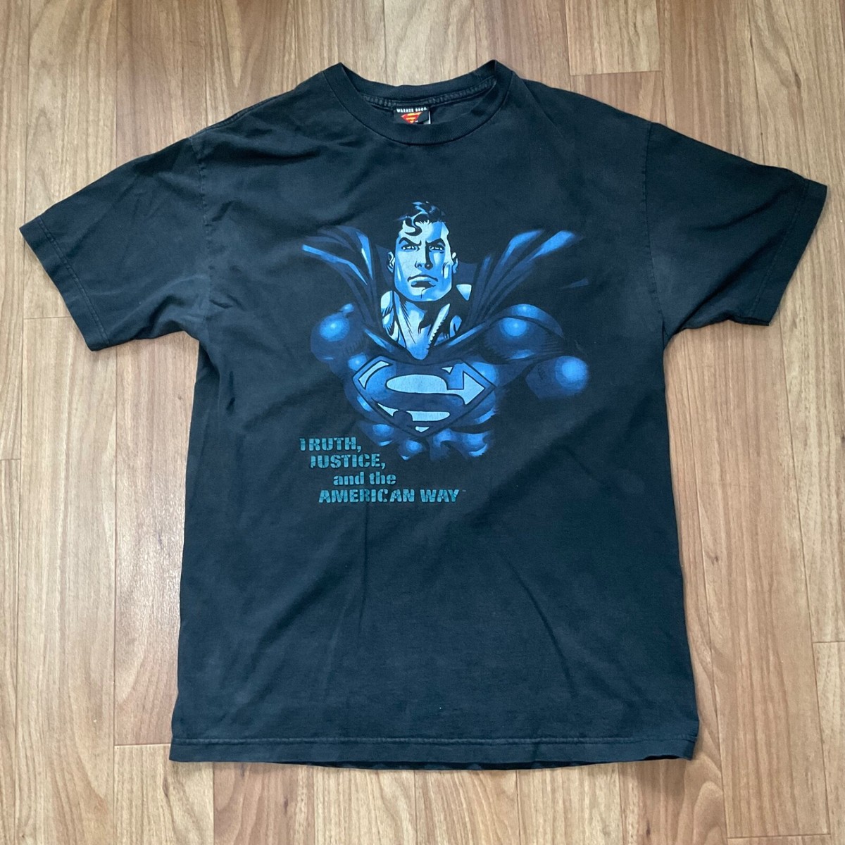 Vintage Superman Shirt Adult Large Black Mens Y2K Warner Brothers 