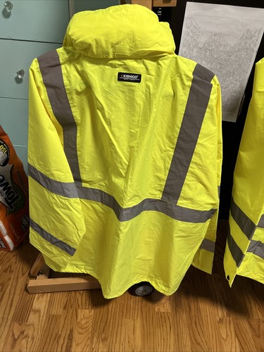 ML Kishigo RW110 High Visibility Rainwear Set Lime L/LX Jacket Pants - Picture 3 of 8