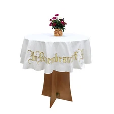 48" Round Tablecloth Holy Communion Gold Embroidery This Do In Remebrance of Me