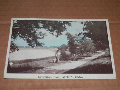 AFTON OKLAHOMA - 1933 USED POSTCARD - GREETINGS from - To DAVENPORT NEBRASKA