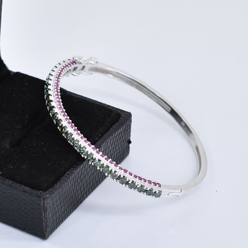 Certified 2.70 Ct White Diamonds Bangle Bracelet-Great Luster-VIDEO - Picture 6 of 12
