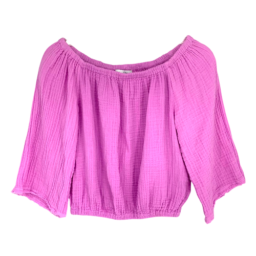 NEW Michael Stars Isabel Sz XS Pink Convertible Double Gauze Cropped Top Blouse - Picture 2 of 7