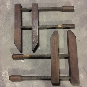 TWO LARGE ANTIQUE CARPENTER S WOODWORKING CLAMPS R. BLISS 