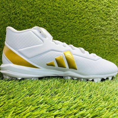 NEW Adidas Football‎ Cleats Mens 11.5 White Gold Adizero Impact.2 MD Shoes adidas Men main image 2