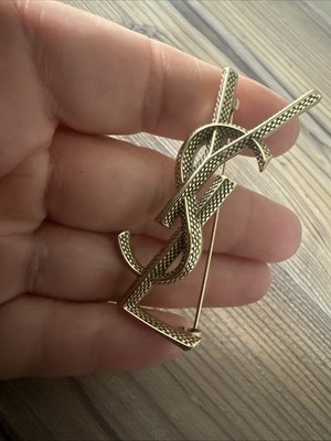YSL Brosche Yves Saint Laurent Vintage Gold Modeschmuck