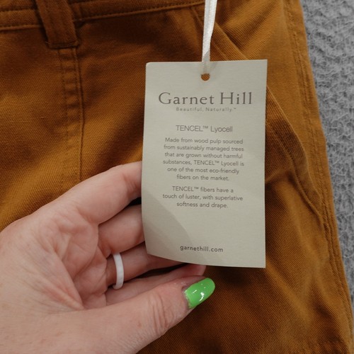 Pantaloni utility Garnet Hill lino tencel 4 marrone senape donna sostenibili casual - Foto 6 di 17