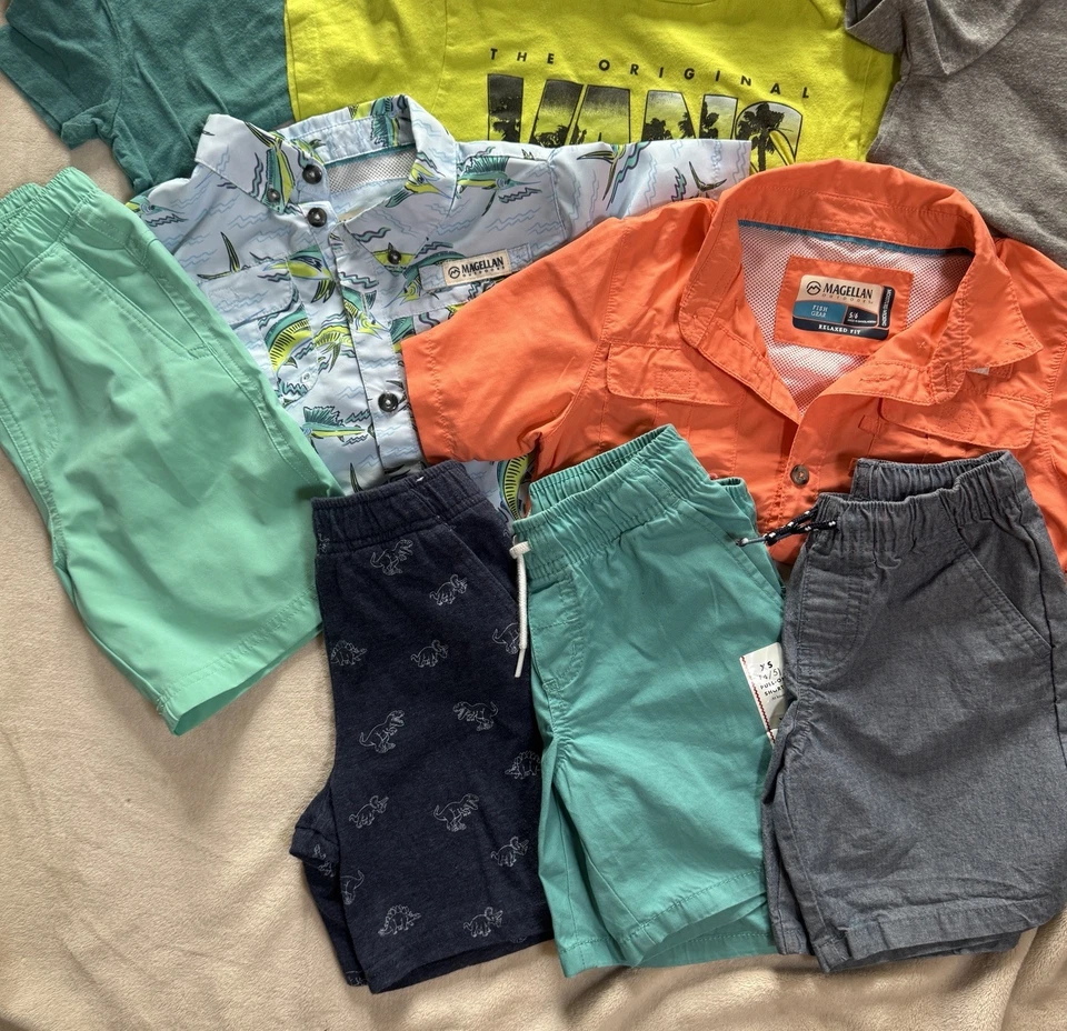 Lot Of 20 Mixed Brands Boys T Shirts & Shorts 4T 5T 6 Graphics Print Basic Tees - Image 2 of 4