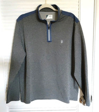 IZOD Golf/Performance Mens Large 1/4 Zip Pullover Heather Gray/Blue Trim ,NWOT